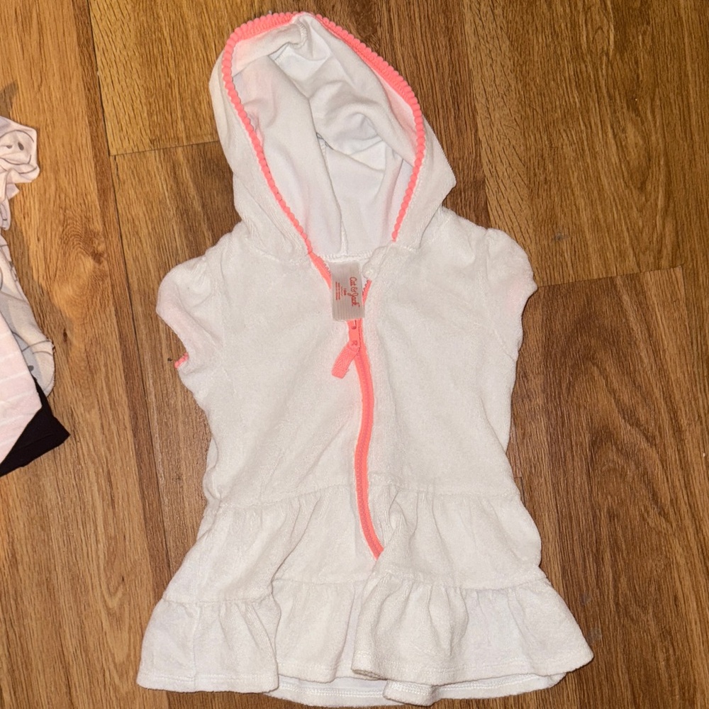 Cat & Jack White Hoodie with Pink Trim